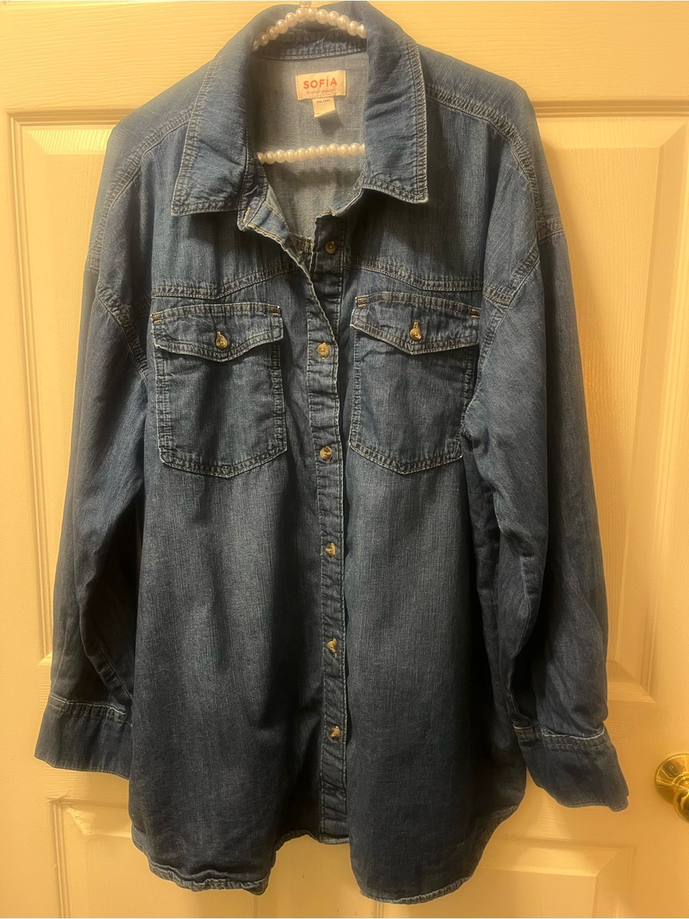 SOFIA by Sofia Vergara Woman’s Size XXL 20 Chambray Denim Button Front Shirt